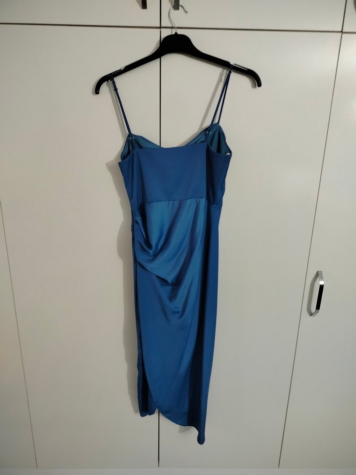 Mavi Drapeli Uzun Abiye Elbise - Görsel 5