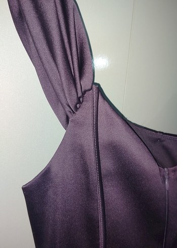 Mor Drapeli Uzun Abiye Elbise - Görsel 5