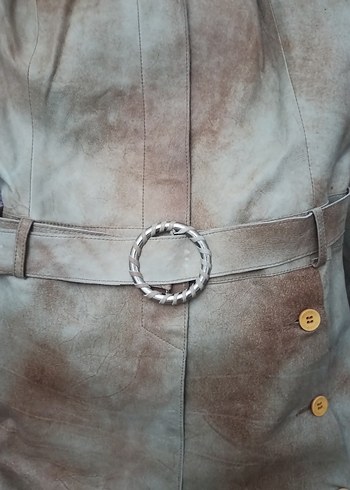 Orijinal Eskitme Deri Trençkot - Görsel 4