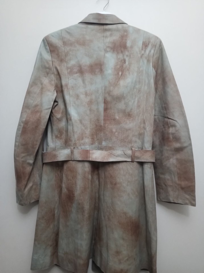 Orijinal Eskitme Deri Trençkot - Görsel 3