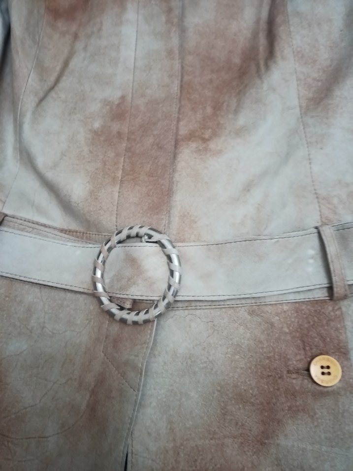 Orijinal Eskitme Deri Trençkot - Görsel 5