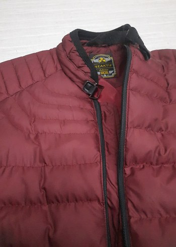 Bordo Renk Slim Fit Şişme Mont / S Beden - Görsel 2
