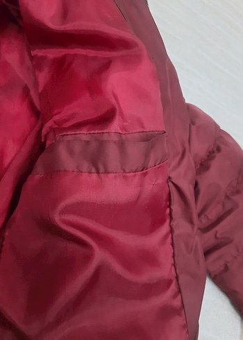 Bordo Renk Slim Fit Şişme Mont / S Beden - Görsel 3