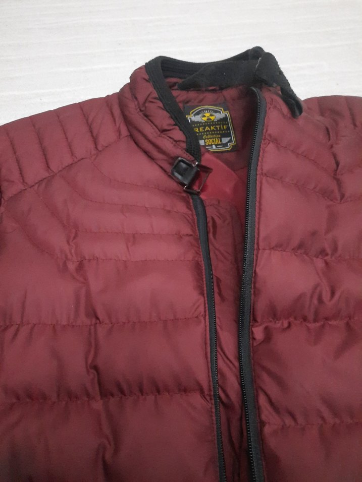 Bordo Renk Slim Fit Şişme Mont / S Beden - Görsel 2