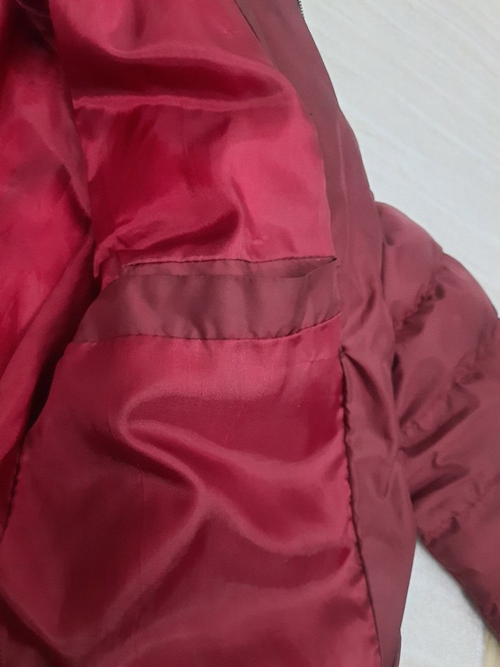 Bordo Renk Slim Fit Şişme Mont / S Beden - Görsel 3