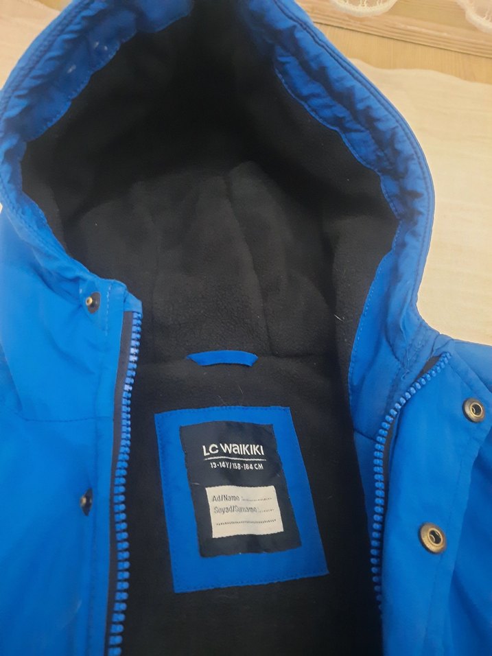 Düğmeli Mavi Erkek Çocuk Mont - Görsel 4