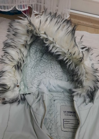 Gri Kürklü kız çocuk Kışlık Mont - Görsel 5