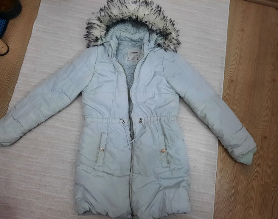 Gri Kürklü kız çocuk Kışlık Mont - Görsel 2