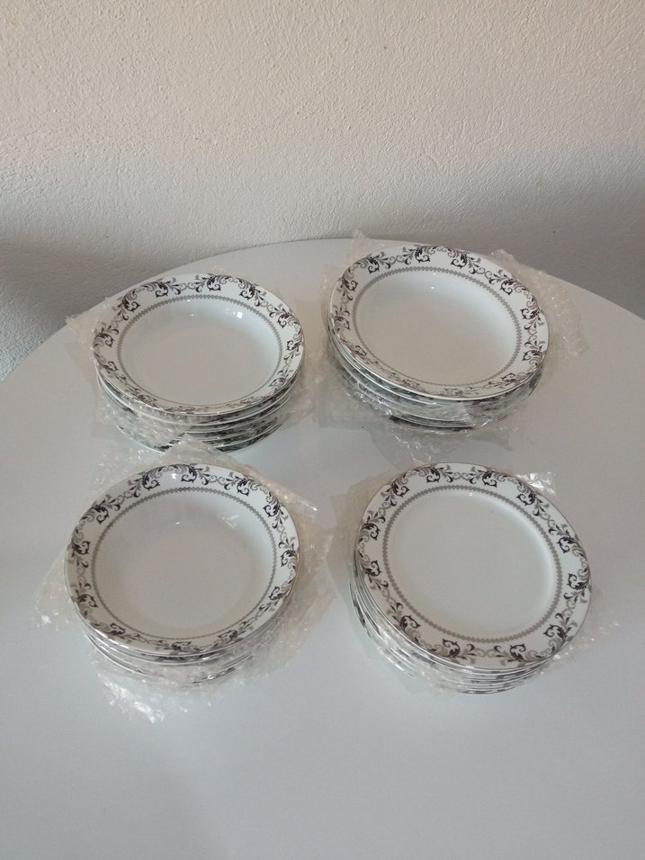 Beyaz  Desenli Yemek Tabağı Seti 24 parça 6 kişilik - Görsel 2