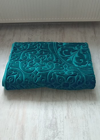 Koyu Turkuaz tek kişilik Desenli battaniye - Görsel 4
