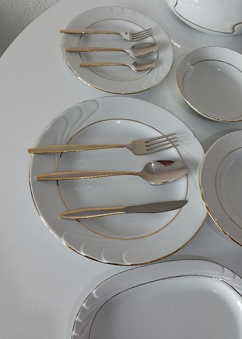 Beyaz ve sarı Desenli toplam 71 parça yemek takımı - Görsel 2