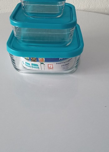 Turkuaz Kapaklı Cam Saklama Kabı Seti - Görsel 3