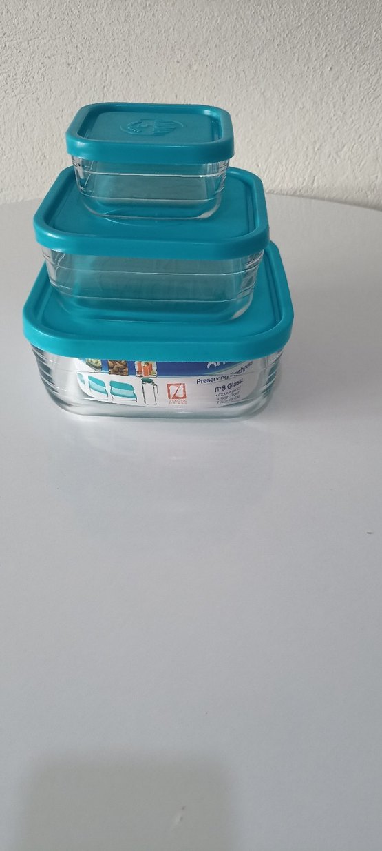 Turkuaz Kapaklı Cam Saklama Kabı Seti - Görsel 3