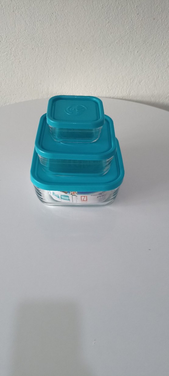 Turkuaz Kapaklı Cam Saklama Kabı Seti - Görsel 2