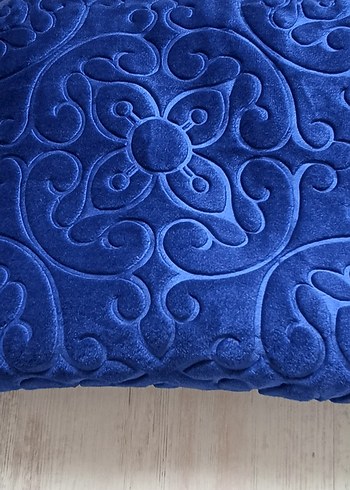 Koyu Mavi Nakışlı tek kisilik  Battaniye - Görsel 2