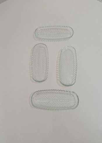 Vintage Şeffaf Cam Tabak Seti 4 adet - Görsel 3