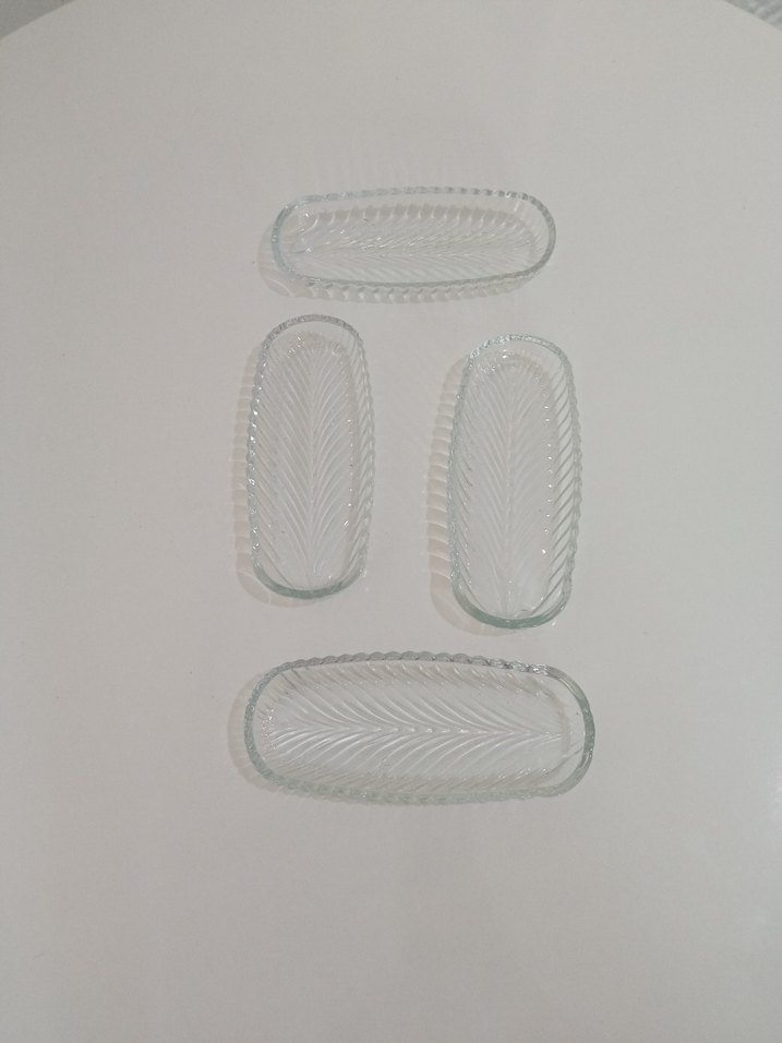 Vintage Şeffaf Cam Tabak Seti 4 adet - Görsel 3