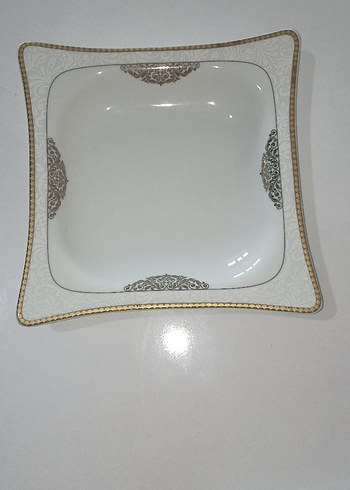 Parlak Beyaz Altın Detaylı Kare 24 lü yemek Seti - Görsel 9