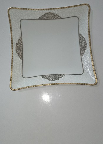 Parlak Beyaz Altın Detaylı Kare 24 lü yemek Seti - Görsel 6