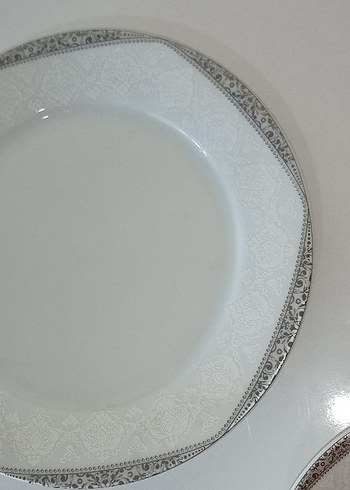 Beyaz Gri Kenarlı porselen 30 parça 6 kişilik yemek takımı - Görsel 2