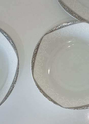 Beyaz Gri Kenarlı porselen 30 parça 6 kişilik yemek takımı - Görsel 4