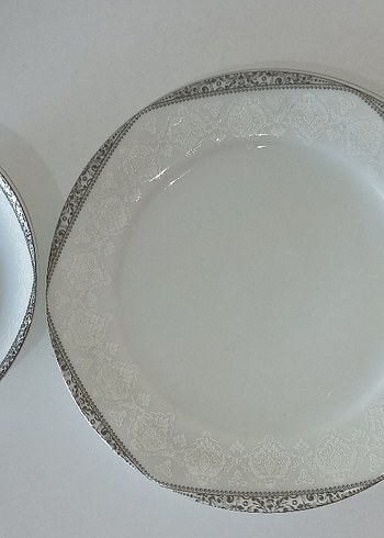 Beyaz Gri Kenarlı porselen 30 parça 6 kişilik yemek takımı - Görsel 3