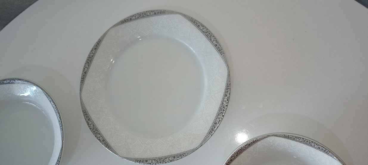 Beyaz Gri Kenarlı porselen 30 parça 6 kişilik yemek takımı - Görsel 2