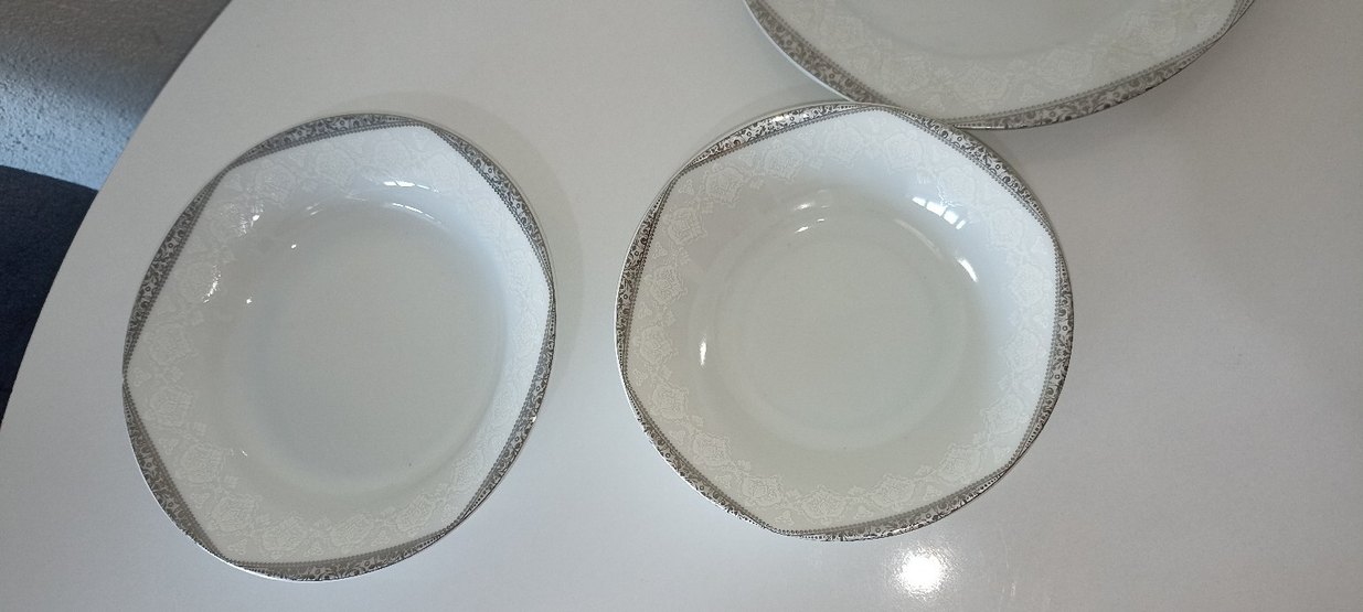 Beyaz Gri Kenarlı porselen 30 parça 6 kişilik yemek takımı - Görsel 4