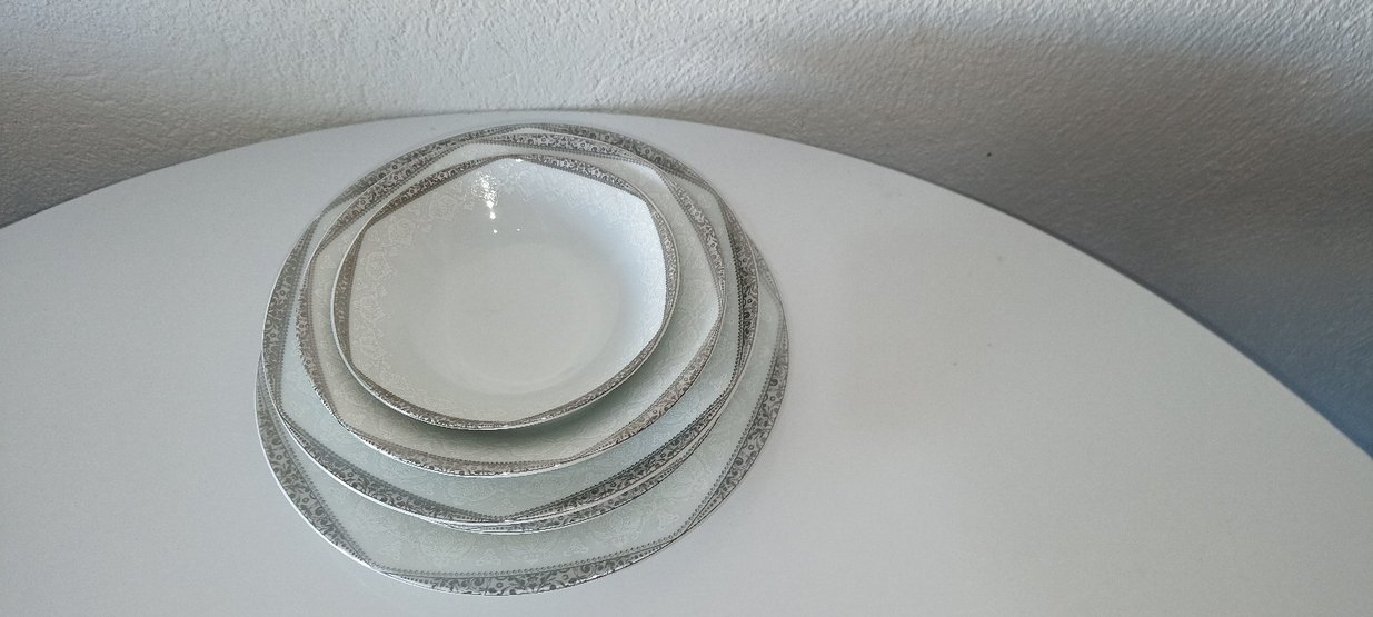 Beyaz Gri Kenarlı porselen 30 parça 6 kişilik yemek takımı - Görsel 5