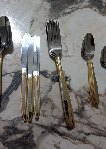 Parlak Altın Renkli  36 parça Çatal Bıçak Seti - Görsel 3