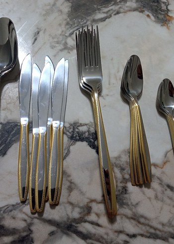 Parlak Altın Renkli  36 parça Çatal Bıçak Seti - Görsel 2