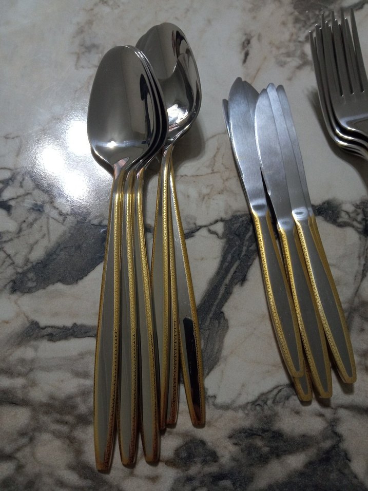 Parlak Altın Renkli  36 parça Çatal Bıçak Seti - Görsel 4