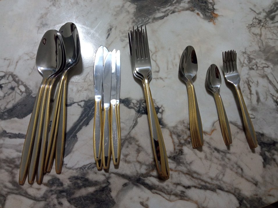 Parlak Altın Renkli  36 parça Çatal Bıçak Seti - Görsel 3