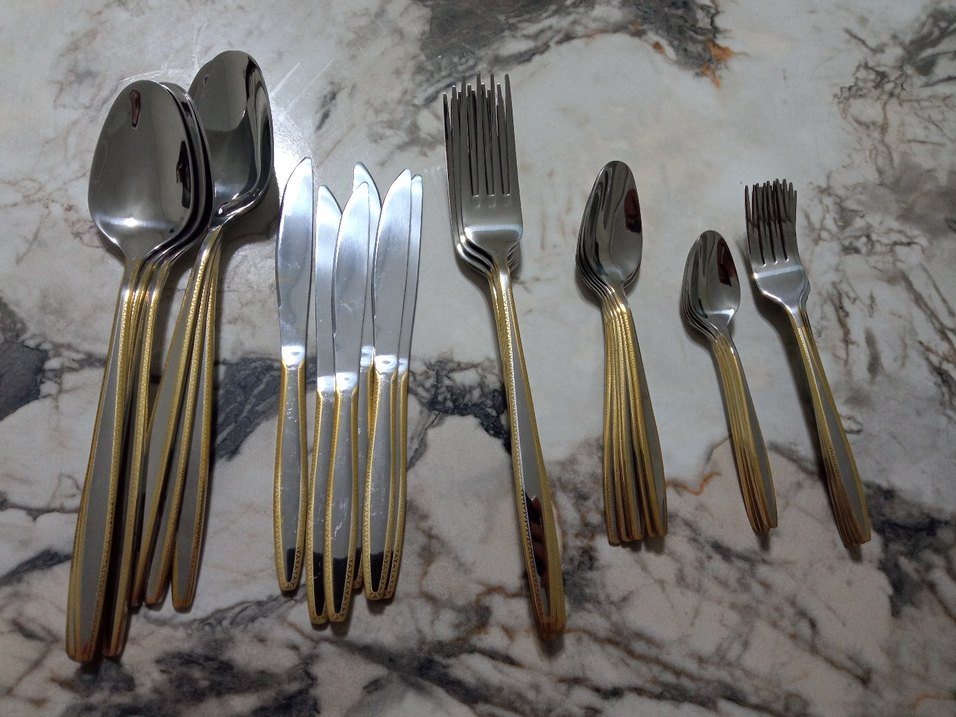 Parlak Altın Renkli  36 parça Çatal Bıçak Seti - Görsel 2