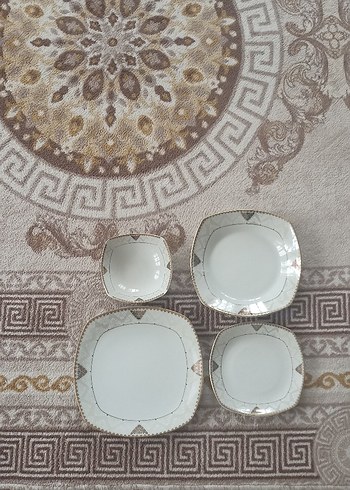 sarı-Beyaz Kare Yemek Tabağı Seti 6 kişilik 24 parça - Görsel 2