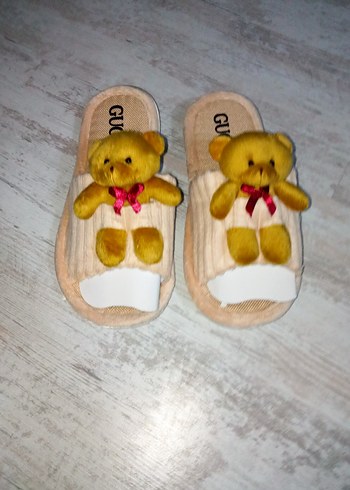 Nakışlı Ayıcık Detaylı Bej Kadın Ev Terliği - Görsel 6