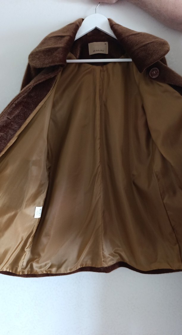 Kahverengi Kadın Midi Boy Kürk Detaylı Kaban - Görsel 5