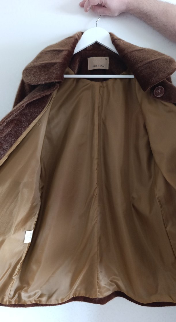 Kahverengi Kadın Midi Boy Kürk Detaylı Kaban - Görsel 4