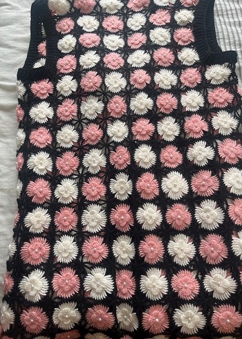 Çiçek Desenli Çok Renkli Örgü yelek hiç giyilmedi - Görsel 2