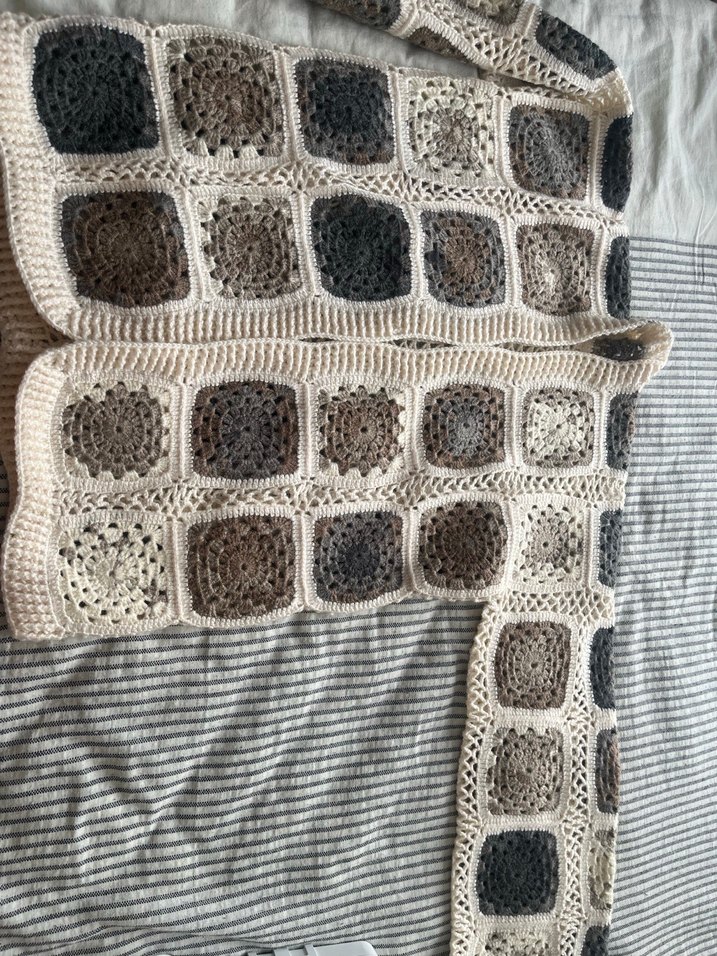 Kahverengi ve gri el örgüsü hırka hiç giyilmedi - Görsel 3