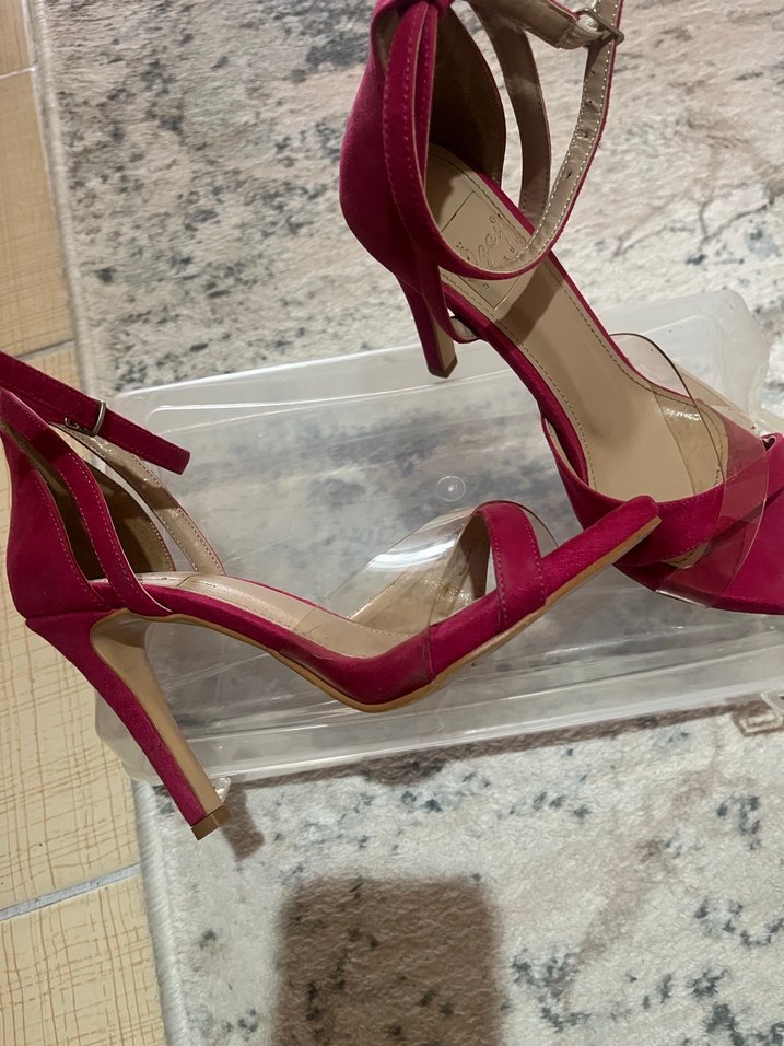 Pembe Süet Tokalı İnce Topuklu Kadın Ayakkabı - Görsel 2