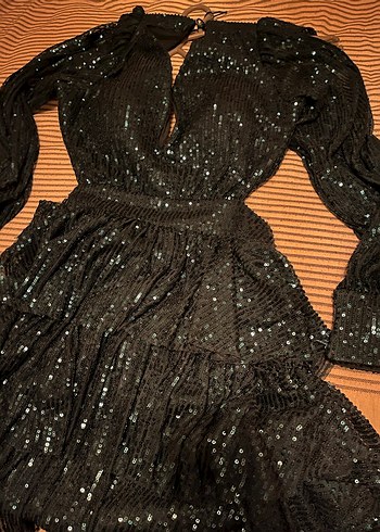 Parlak Yeşil V Yaka Drapeli Midi Elbise - Görsel 4