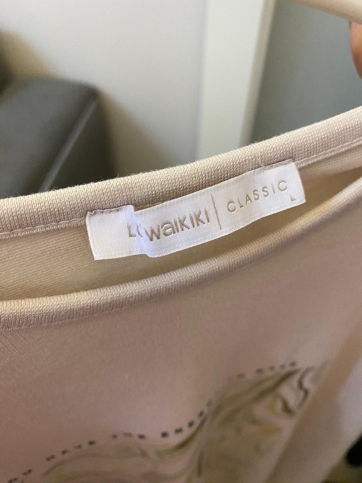 Bej Uzun Kollu Baskılı Kadın Tunik - Görsel 2