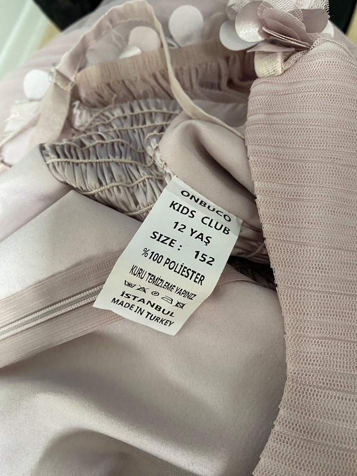 Kız Çocuk Pudra Pembe Nakışlı Elbise - Görsel 5