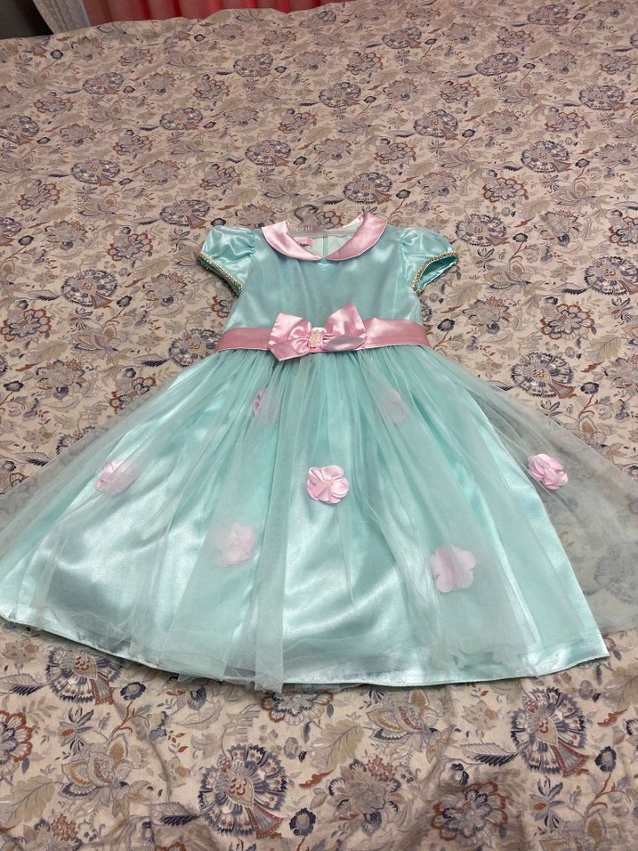 Kız Çocuk Pastel Renkli Klasik Elbise - Görsel 2