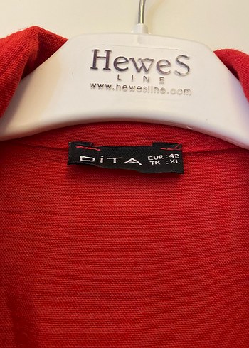 Kırmızı Midi Keten Kadın Ceket - Görsel 3