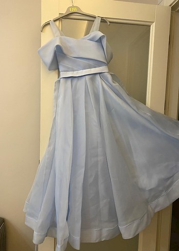 Mavi Drapeli Uzun Kiz cocuk Abiye Elbise - Görsel 2