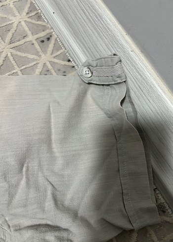 Gri Keten Erkek Kısa Kollu Gömlek - Görsel 2