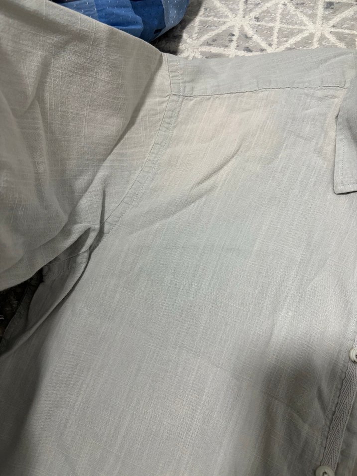 Gri Keten Erkek Kısa Kollu Gömlek - Görsel 4