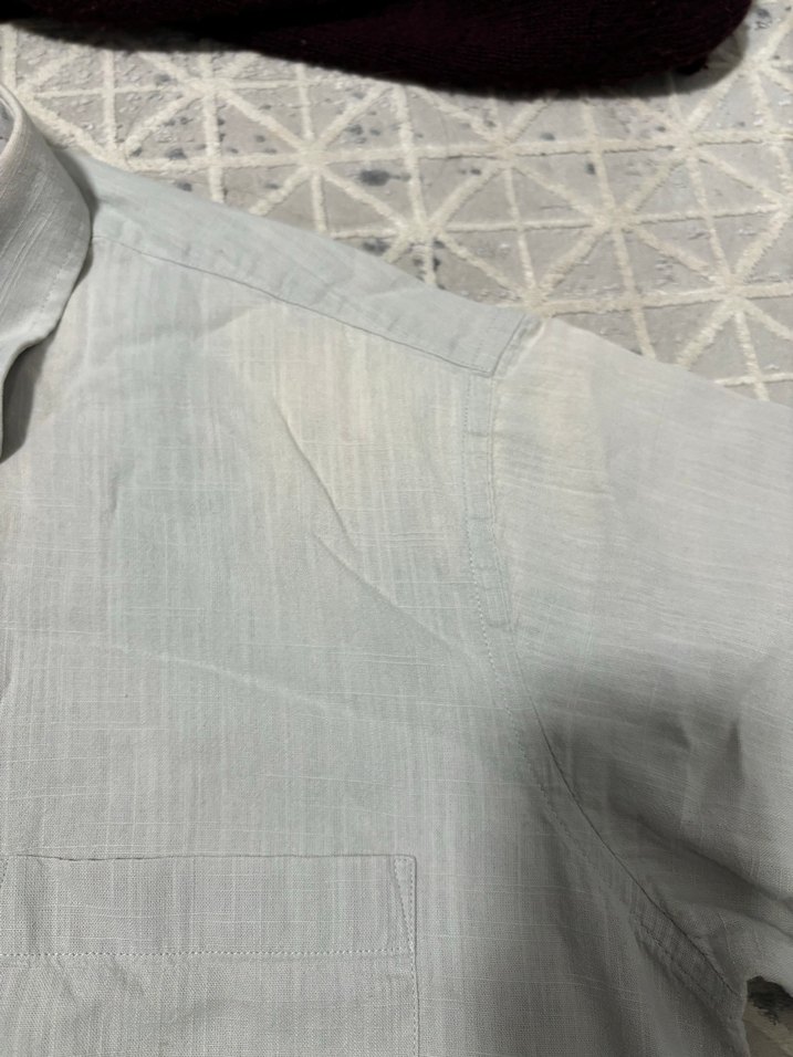 Gri Keten Erkek Kısa Kollu Gömlek - Görsel 3